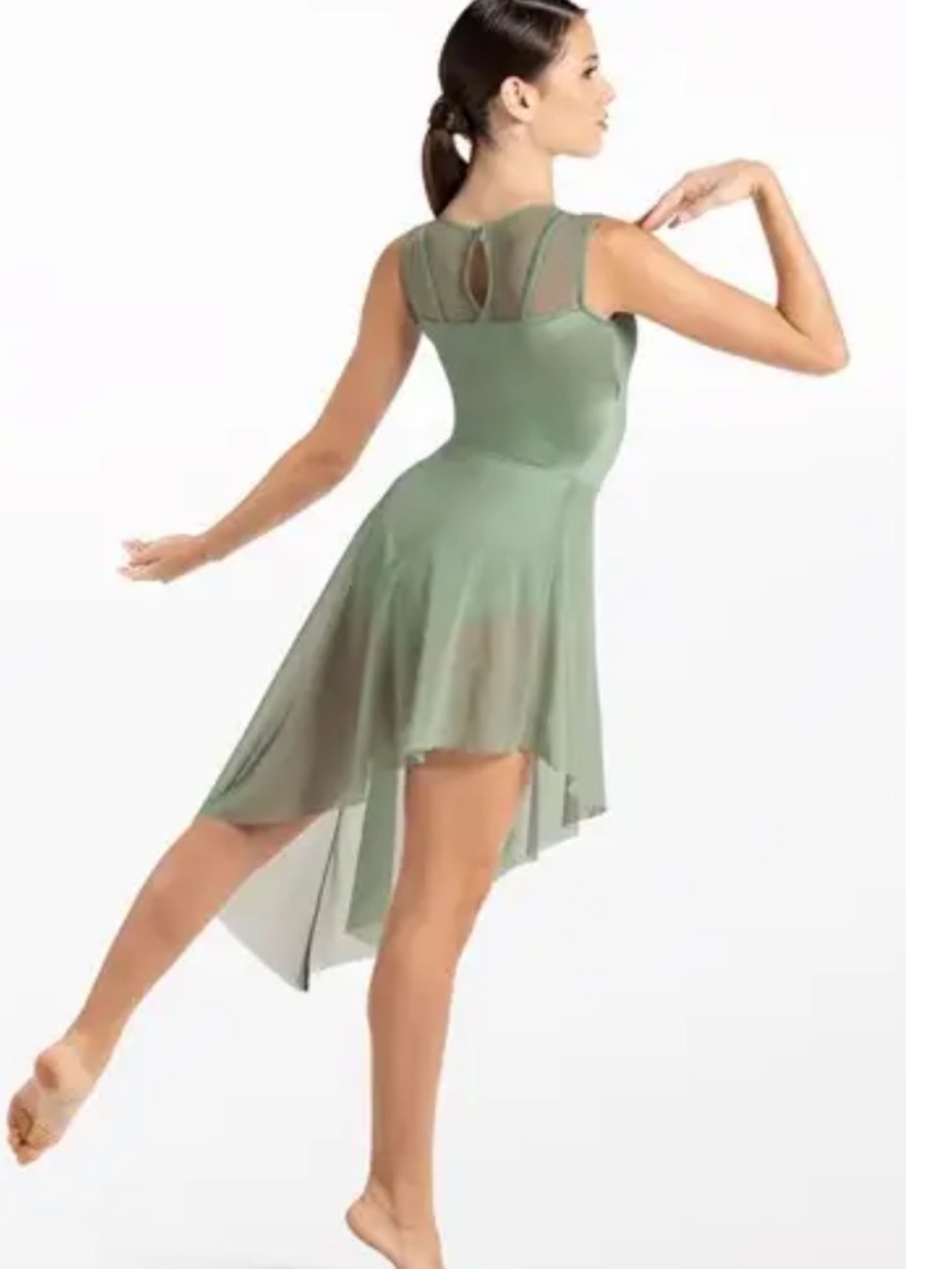 New Balera Dance Mesh Asymmetric Hem Dress